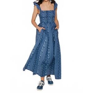 NEW THE NEW SOCIETY mare print maxi dress in blue